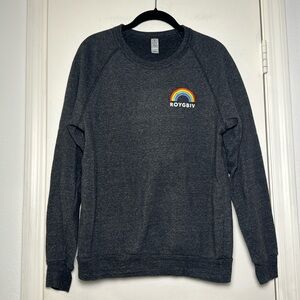 The Home Edit ROYGBIV Rainbow Pride Cozy Grey Crew Neck Sweatshirt Size Medium